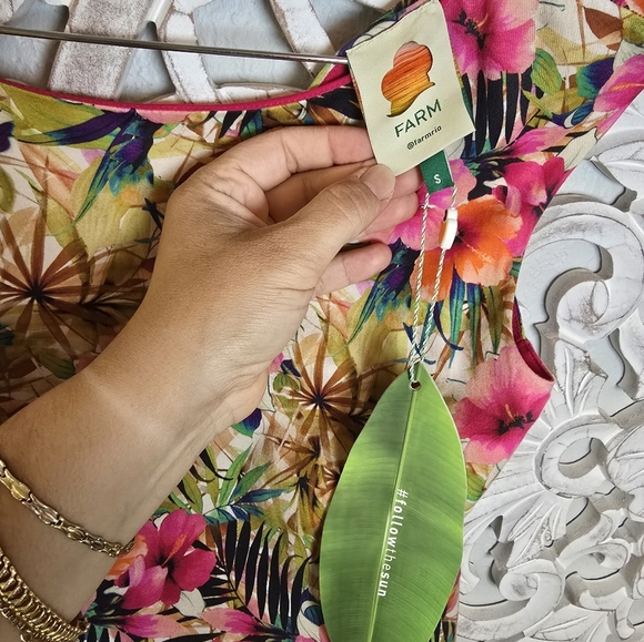 Farm Rio Floral Print Mini Dress open back Size S - Picture 8 of 8